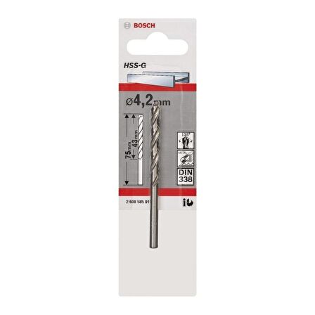 Bosch HSS-G 4,2 mm 1'li Taşlanmış Metal Matkap Ucu 2608585918