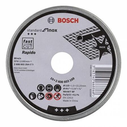 Bosch SD İnox Rapido Kesme Taşı 115x1,0mm 10 lu 