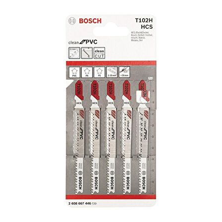 Bosch Dekupaj Bıçağı Cleanfor Pvc T102H 5'Li - 2608667446