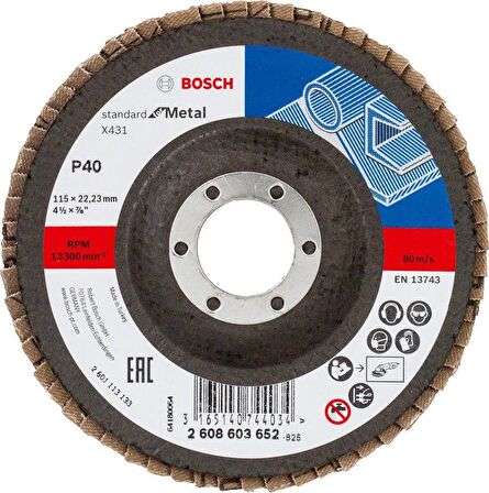 Bosch X431 Metal Flap Zımpara Diski 115mm 40 Kum 