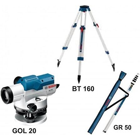 Bosch Gol 20 D+Bt 160 Tripod+Gr 500 Mira 100 Metre Optik Nivelman