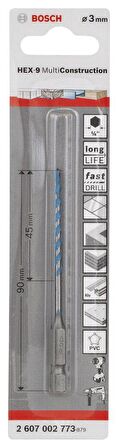 Bosch HEX-9 MC Çok Amaçlı Matkap Ucu 3*90mm - 2607002773