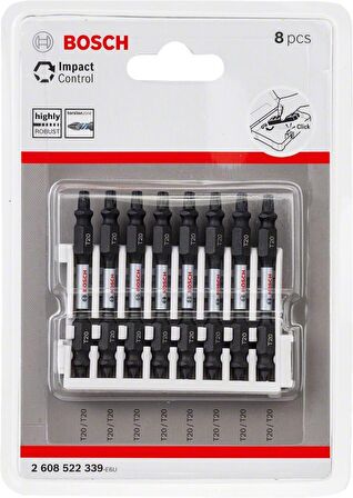 Bosch Impact T20 65 mm Çift Taraflı 8'li Torx Bits Uç 2608522339