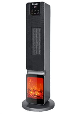 Hoogar German 2701 L GREY OLED Şömineli Ekran Dijital Göstergeli Kule Tipi Seramik Fanlı Isıtıcı