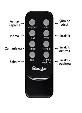 Hoogar German 2071 L White Oval Seri OLED Şömineli Ekran Dijital Kule Tipi Seramik Fanlı Isıtıcı 80 CM