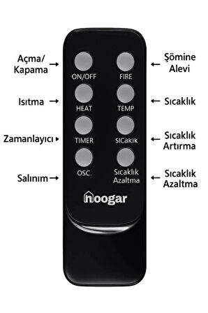 Hoogar German 2075 L Black Oben Seri OLED Şömineli Ekran Dijital Kule Tipi Seramik Fanlı Isıtıcı