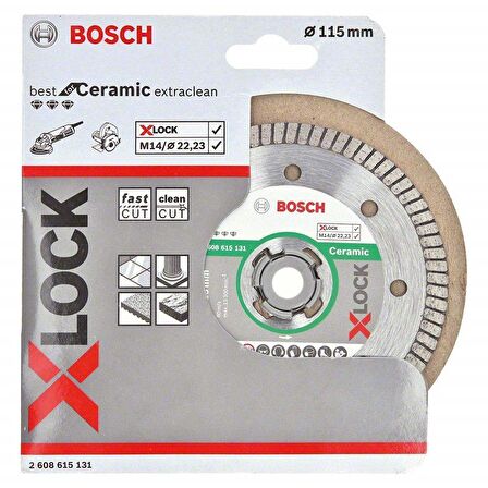 Bosch - X-LOCK - Best Serisi Seramik İçin, Extra Temiz Kesim Turbo Segman  Elmas Kesme Diski 115 mm