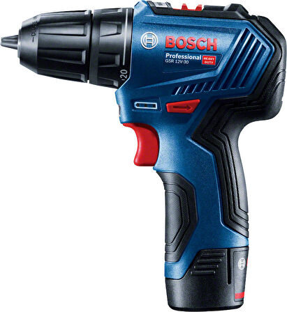 Bosch GSR 12V-30 Professional 2x2Ah Çift Akülü Delme/Vidalama Makinesi + 39 parça set - 06019G9001