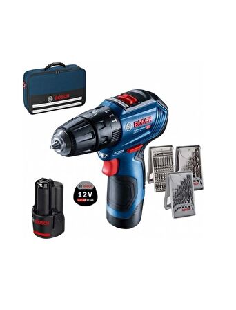 BOSCH GSB 12V-30 + 39 Parça Vidalama Seti 2x2.0Ah (0 601 9G9 101)