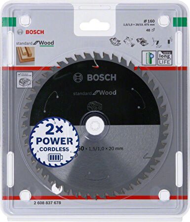 Bosch 165*20 mm 48 Diş Akülü Makineler için Ahşap Testere Bıçağı 2608837678