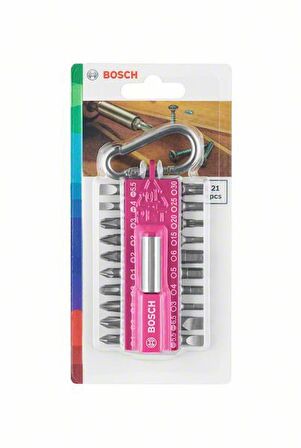 Bosch - 21 Parça Yaylı Kancalı Vidalama(Pembe)