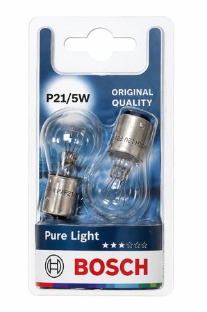 Bosch P21/5W Fren Stop Sinyal Ampulü 12V BAY15d Çift Flamanlı Orijinal Pure Light 2 Adet | Yüksek Görünürlük