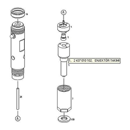 Bosch Enjektör Tamir Takımı DSLA145P619 - 2437010108