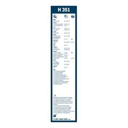 SILECEK SUPURGESI ARKA 350mm AEROTWIN X 3 2004 2010 - C4 PICASSO 2006- FOCUS 2004 2008 FOCUS 2007 - BOSCH 3397004559