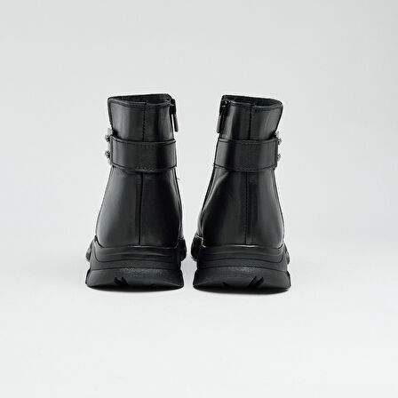 Hakiki Deri Fermuarlı Kadın Bot 