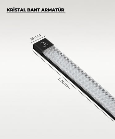 80W Siyah Kristal LED Bant Armatür 6500K Beyaz Işık – 120 cm