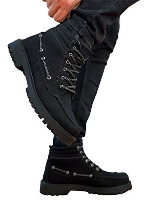 Erkek Retro Klasik Bot SİYAH - FÜME