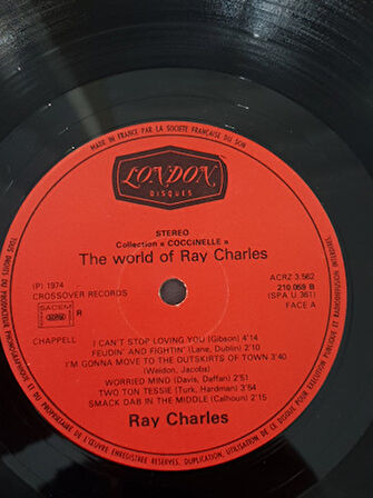 RAY CHARLES - The World of RAY CHARLES - 1974 Fransa Basım  LP 33 LÜK PLAK ( Hit The Road Jack )