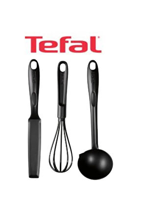 "Tefal 3'lü Mutfak Aletleri Seti Spatula, Çırpıcı, Kepçe Dayanıklı ve Pratik Mutfak Gereçleri"