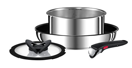 Tefal INGENIO PREFERENCE Paslanmaz Çelik 4 parçalı Tencere Seti - 28 cm Tava + 20 cm Tencere + 1 Cam Kapak + 1 Sap
