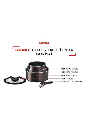 Tefal Titanium Ingenio 1X 5 Parça Titanyum Tencere Seti