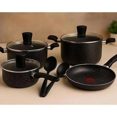 Tefal Dark Stone Dayanıklı Mineral Kaplama Tencere Tava Set 9 Parça