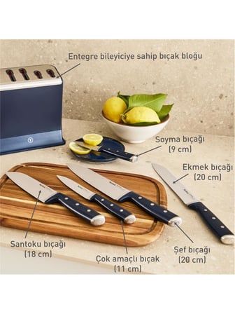 Tefal EverSharp Pro 5 Bıçaklı Entegre Otomatik Bileyicili Siyah Bıçak Seti