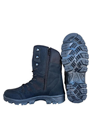 Fermuarlı Bağcıklı Erkek Uzun Bot SİYAH