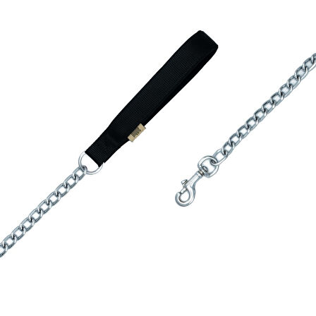PETLOVEBUTİK Konforlu Dokumadan El Yapımı Zincirli Köpek Gezdirme Kayışı 4,5x80cm - Black