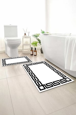 2 li Banyo Paspası, Yumuşak Banyo Halısı, Kaymaz Tabanlı, Yıkanabilir - 60x100 - 50 x60