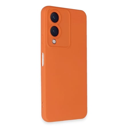 Vivo Y17S Kılıf Nano içi Kadife Silikon - Turuncu