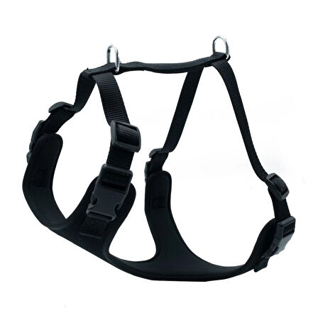 PETLOVEBUTİK Havalı Dokumadan El Yapımı Köpek Göğüs Tasması L-2,5x65-75cm - Black