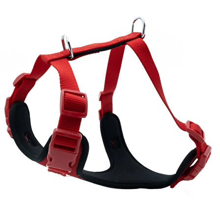 PETLOVEBUTİK Havalı Dokumadan El Yapımı Köpek Göğüs Tasması XL-1,5x70-80cm - RED