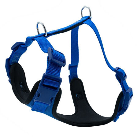 PETLOVEBUTİK Havalı Dokumadan El Yapımı Köpek Göğüs Tasması S-1,5x40-50cm - BLUE
