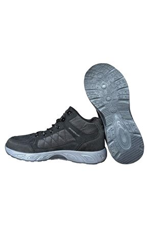 Outdoor Bot Ayakkabı Kışlık Dayanıklı Sağlam Taban Bağcıklı SİYAH - FÜME