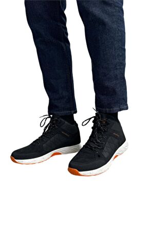Outdoor Bot Ayakkabı Kışlık Dayanıklı Sağlam Taban Bağcıklı SİYAH - TURUNCU