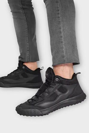 Deri Görünümlü Erkek Trekking & Outdoor Bot Ayakkabı SİYAH