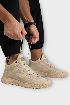 Deri Görünümlü Erkek Trekking & Outdoor Bot Ayakkabı BEJ