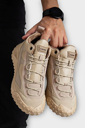 Deri Görünümlü Erkek Trekking & Outdoor Bot Ayakkabı BEJ