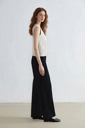 DeFacto Wide Leg Klasik Lacivert Pantolon Pensli Geniş Bol Paça Basic Düz Cepli Yüksek Bel C2022AX24AUNV91