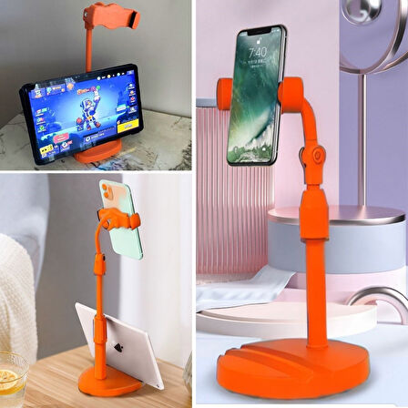 caselka® Masa Üstü Tablet ve Telefon Tutucu Plastik Aparat Turuncu Telefon Standı
