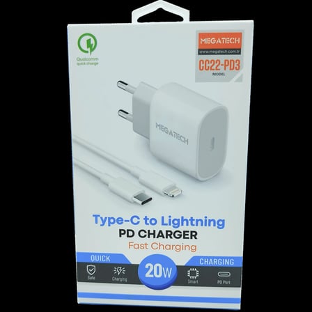 20W PD TYPE-C To İphone Şarj Aleti Megatech CC22-PD3