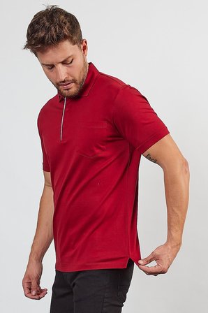 Erkek Basic Cepli Çıtçıtlı Dar Kahverengi Polo Yaka Tişört