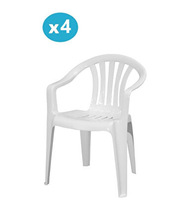 Omnipazar MT-GF101 Carrera Plastik Bahçe Balkon Koltuk Sandalye 4'lü Set 