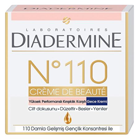 DIADERMINE Kırışıklık Karşıtı Gece Bakım Kremi 50 Ml. (110 Damla Gelişmiş Gençlik Konsantiresi)