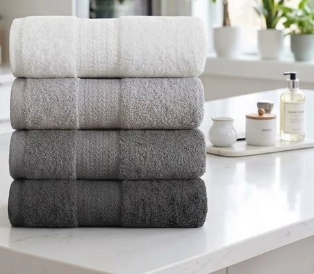 Biçomi  Doğal Pamuklu Ultra Emici & Hızlı Kuruyan 4'Lü El Ve Yüz Havlu Seti (50X85 Cm – Antrasit)
