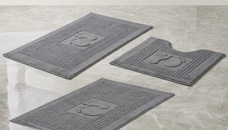 Bicomi Ultra Emici  Pamuklu 3'Lü Banyo Ayak Havlusu Seti (50X70 Cm - Antrasit)