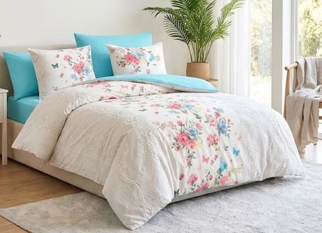 Biçomi Butterfly %100 Pamuk Ranforce Çift Kişilik Nefes Alan Terletmeyen Konfor Nevresim Takımı