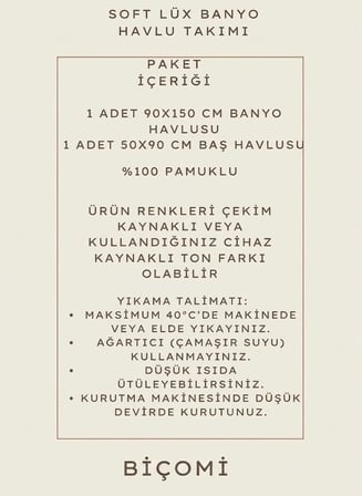 Biçomi Ultra Emici & Ekstra Yumuşak %100 Doğal Pamuklu 2'li Banyo Havlu Seti (Yeşil)