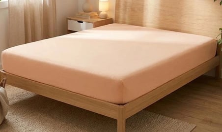 Newsheet %100 Pamuklu Terletmeyen ve Kaymayan Lastikli Çift Kişilik Penye Çarşaf (160x200 cm - Somon)
